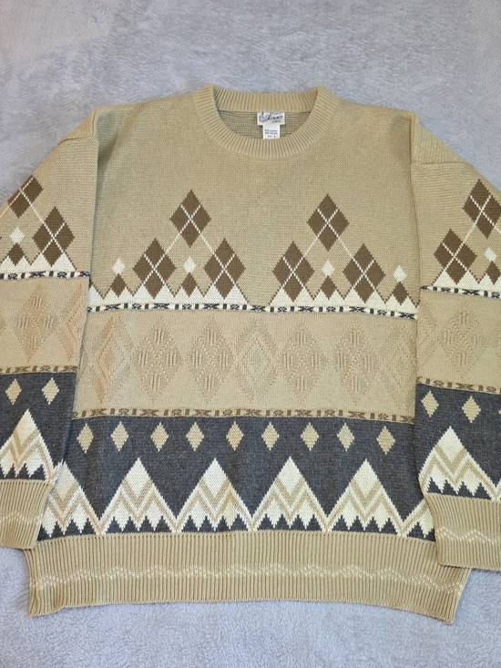 Maglificio Florence Other - Vintage 90s Maglificio Florence Geometric Crewneck Sweater Men's L Aztec Argyle